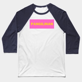 Pink and Yellow Pangilinan Surname Baseball T-Shirt